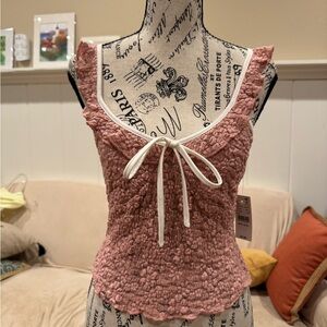 Edikted Pink Textured Tie-Front Tank size M